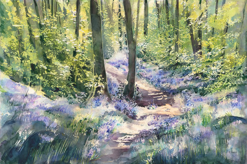 Bluebell Walk Painting by Phil Fraser Grassington