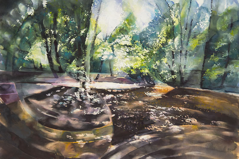 Glade Rythms water colour Painting by Phil Fraser Grassington